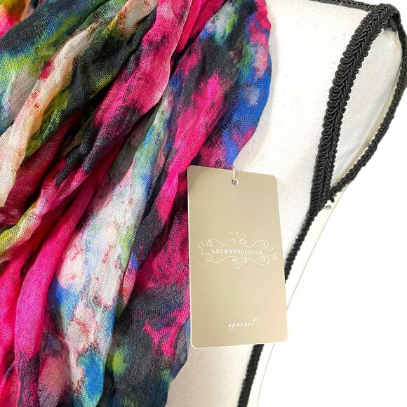 NWT Anthropologie Fau et Fille Infinity Scarf Multi Watercolor Floral Modal Silk - Picture 7 of 12